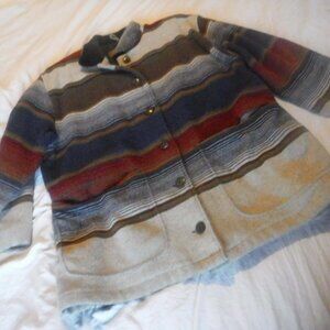Woolrich Mexican Blanket jacket Wool Coat Large Womens